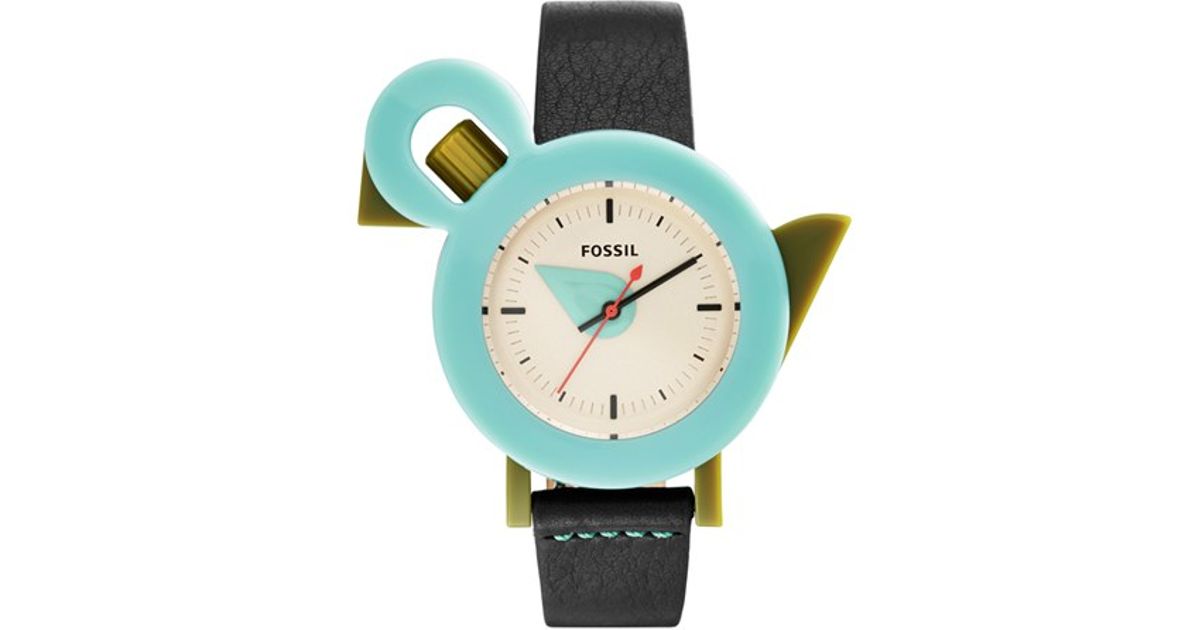 Fossil Bird Leather Strap Watch In Blue Lyst