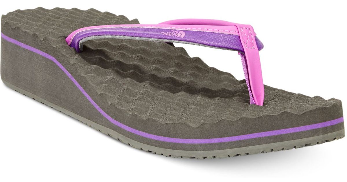 purple wedge flip flops