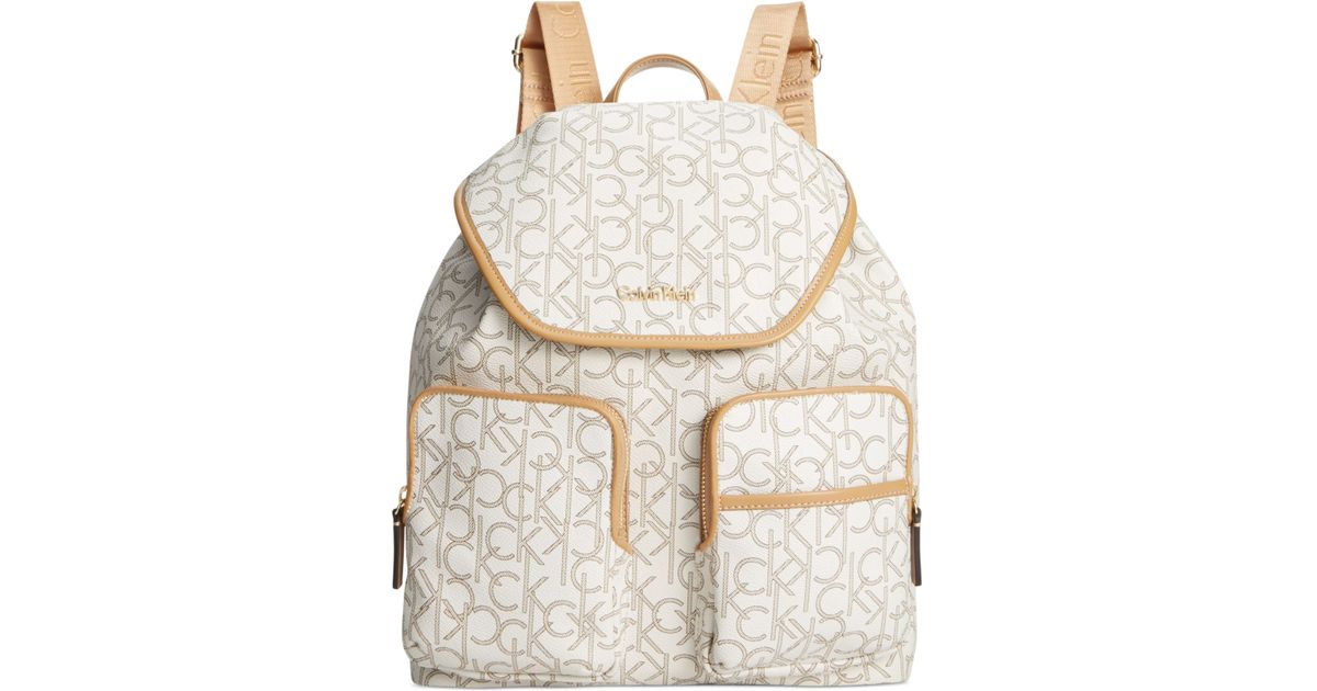 Calvin Klein Hudson Monogram Backpack in White | Lyst