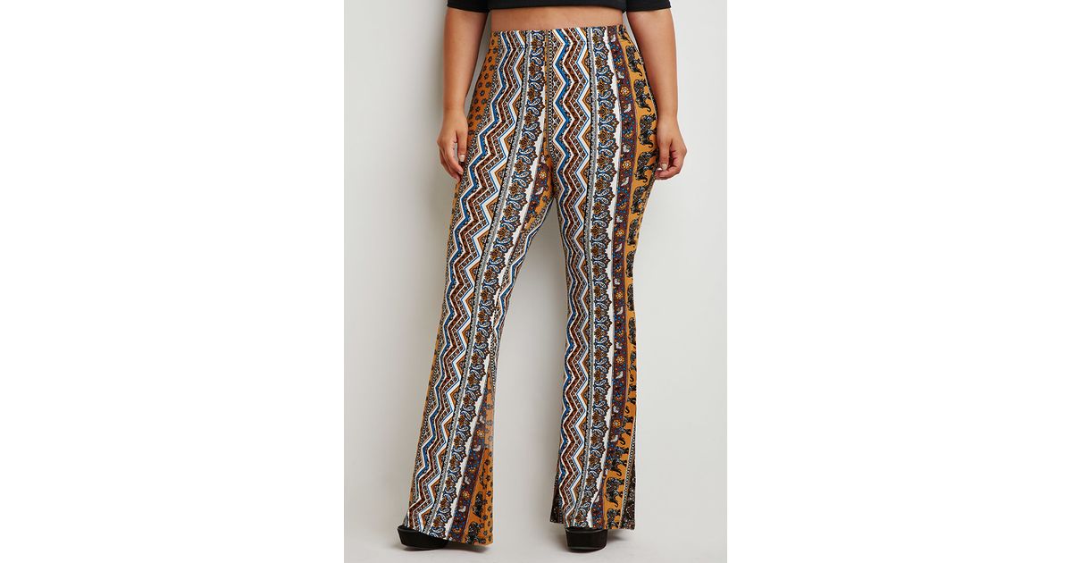 Synthetic Ornate Floral Flared Pants 