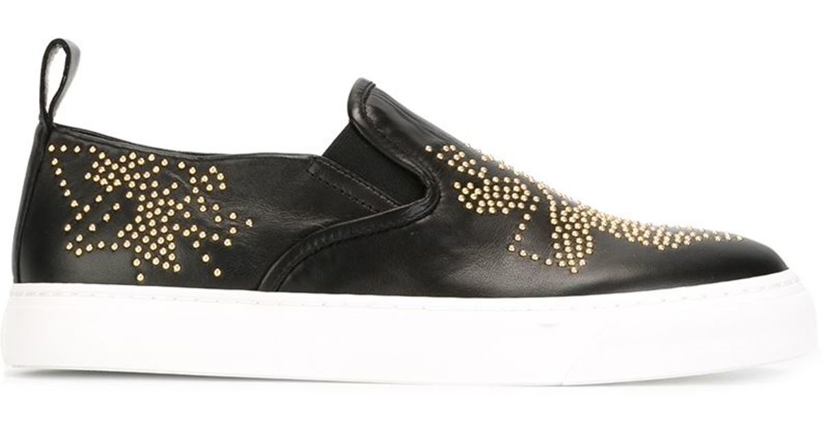 Chloé Leather Studded Slip-on Sneakers 