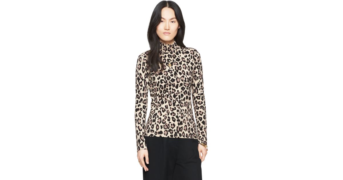 cheetah mock neck top