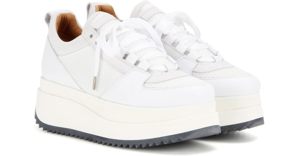 Ganni Naomi Leather And Mesh Sneakers 