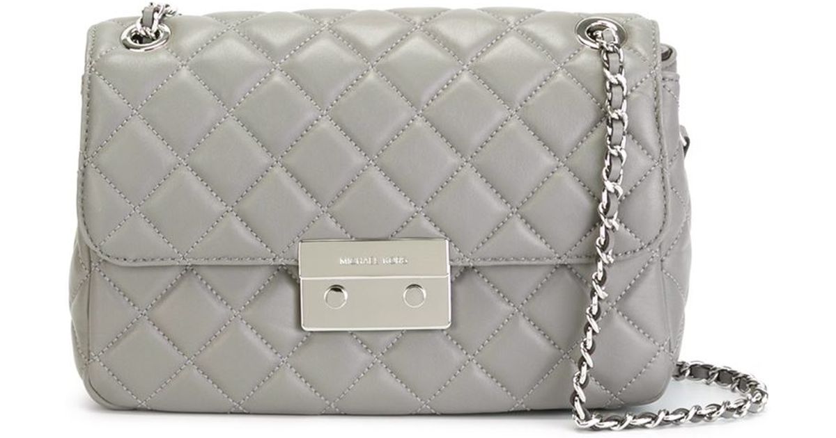 Sloan Pearl Grey Large Quilted Shoulder Bag | newcoffeemachine.com.br