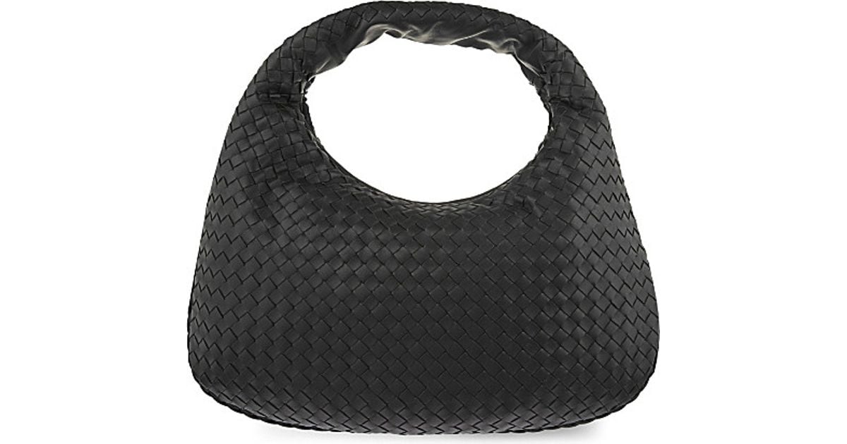 Bottega Veneta Intrecciato Leather Small Hobo Bag in Black