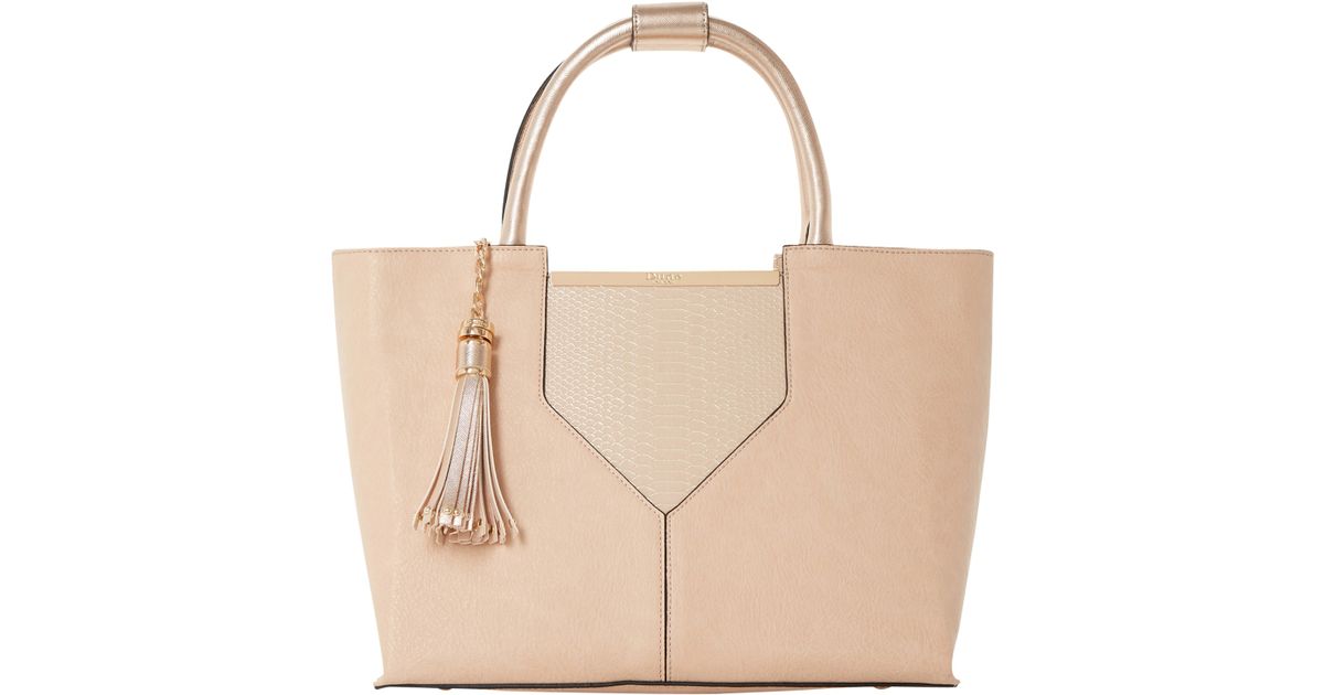 light pink contrast snake panel tote bag