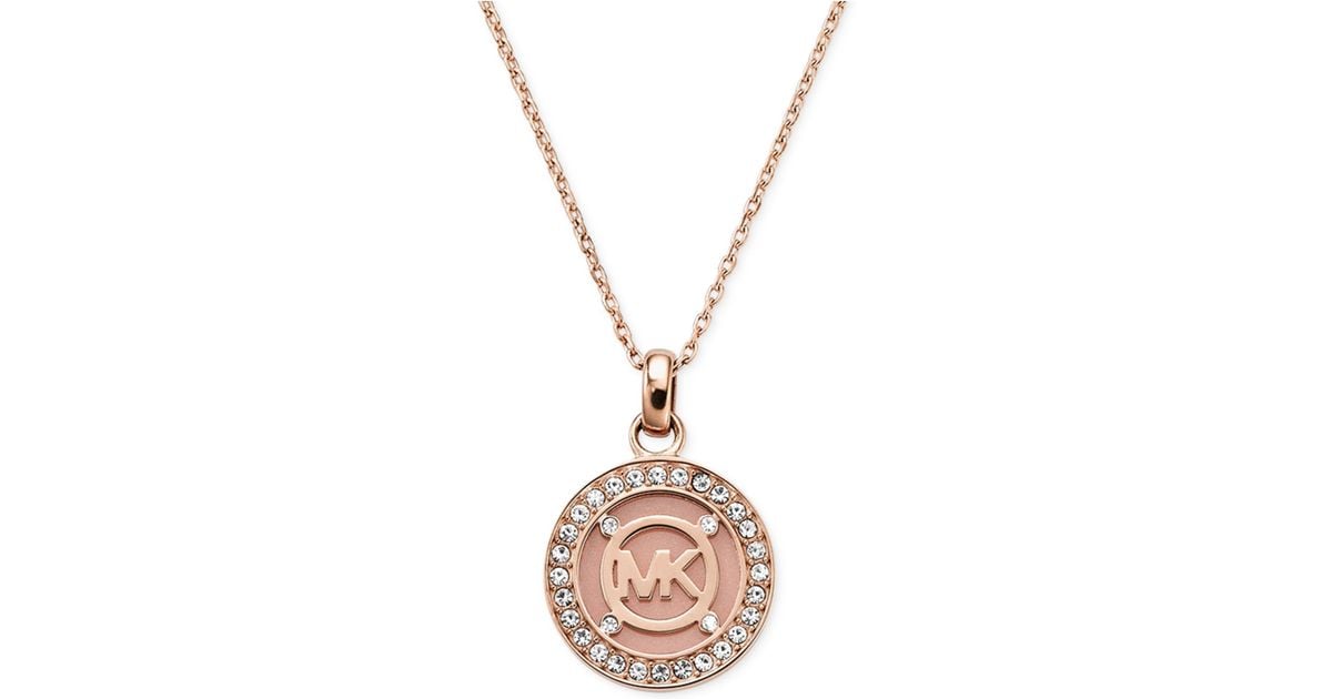 michael kors rose gold circle necklace