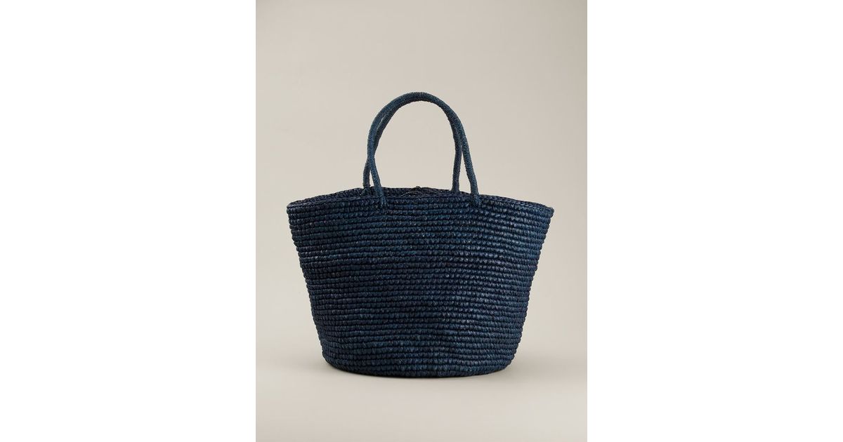 blue straw bag