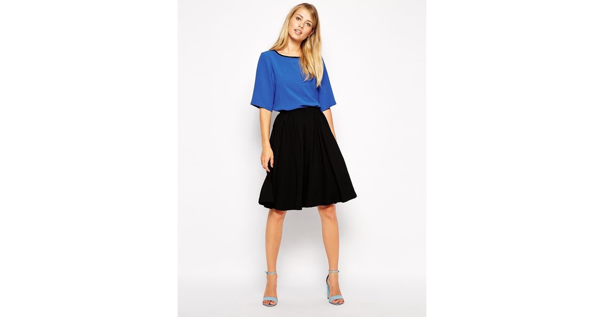 black midi skater skirt