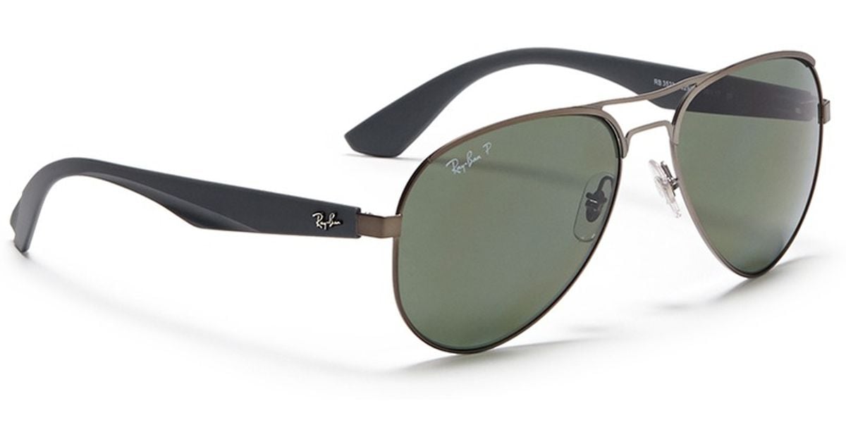 Rayban Titanium Frame Plastic Temple Aviator Sunglasses in Gray for