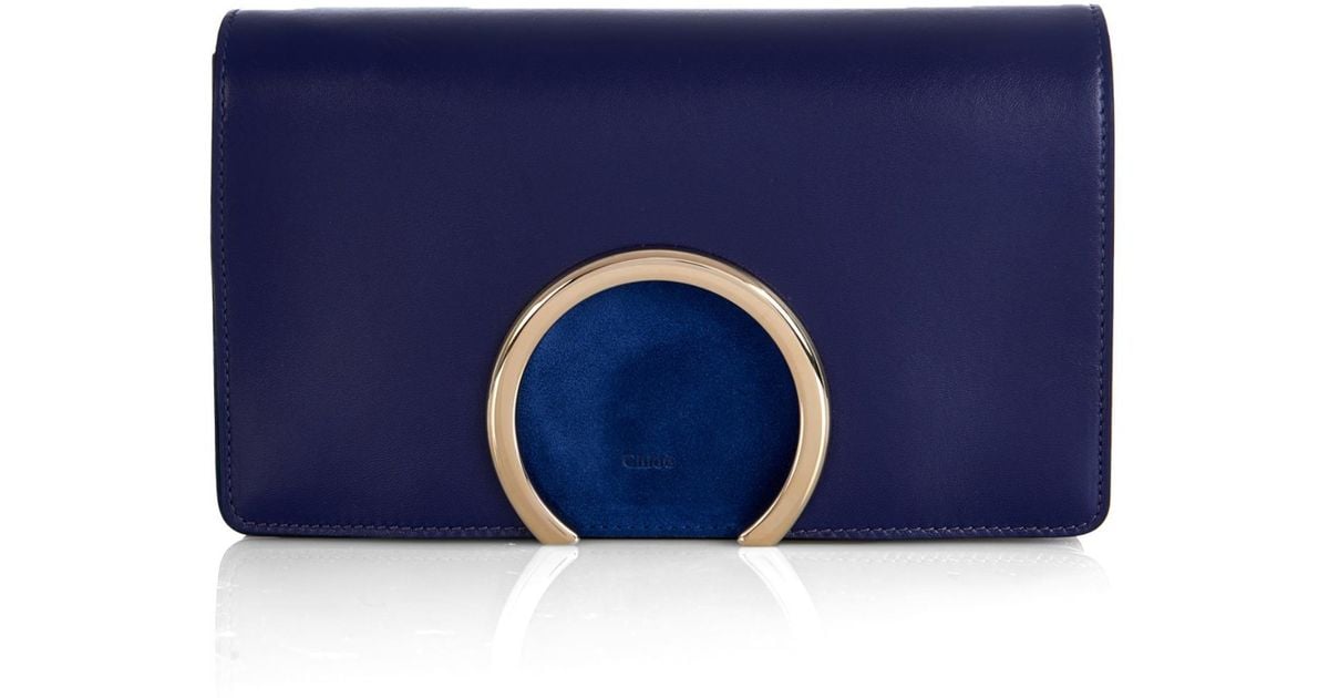 Chlo Gabrielle Leather And Suede Clutch in Blue | Lyst