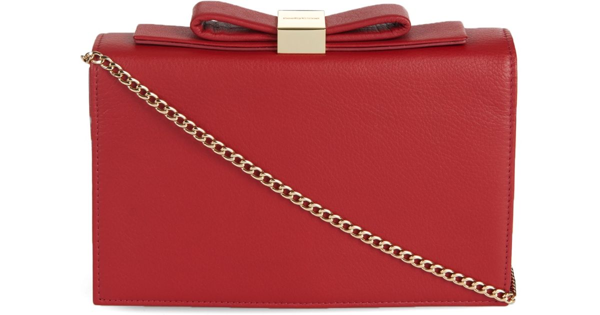 See by chlo Nora Leather Clutch Bag in Red | Lyst