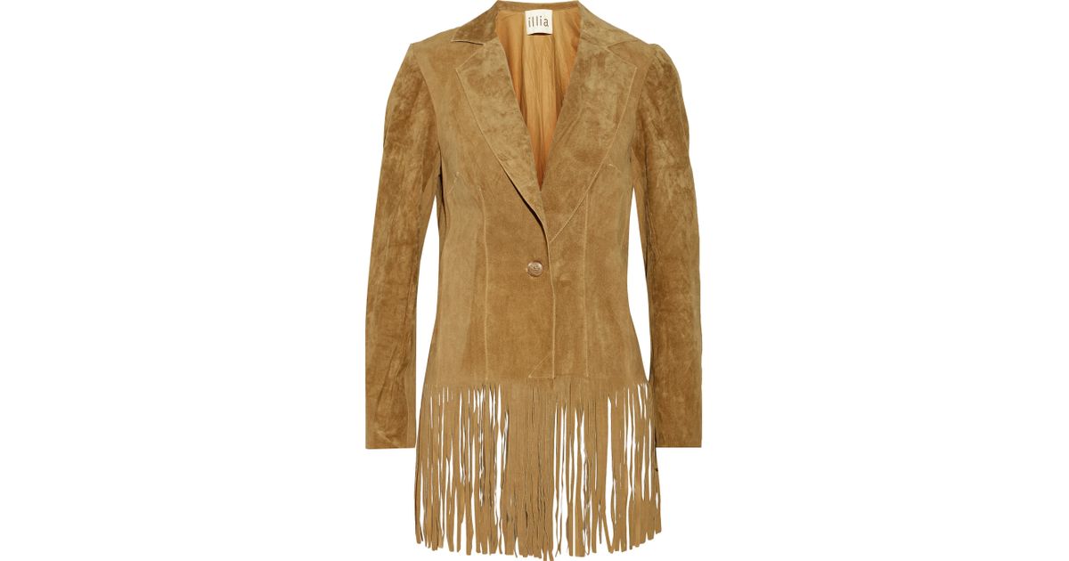Lyst Illia Fringed Suede Blazer In Brown