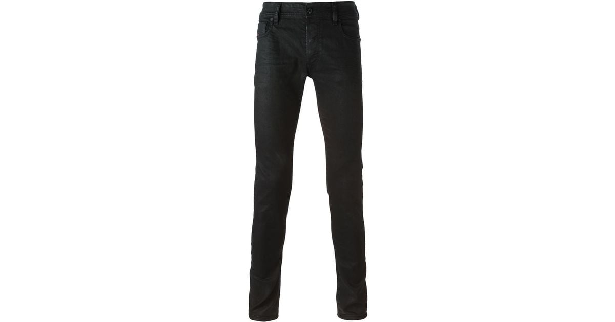 DIESEL Skinny Coated Jeans in Black for Men | Lyst