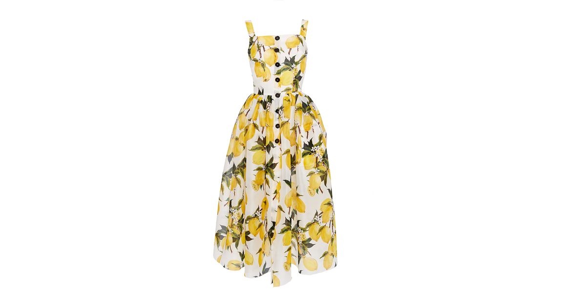 Dolce & Gabbana Cotton Lemon Print And Needlepoint Dress | Lyst UK