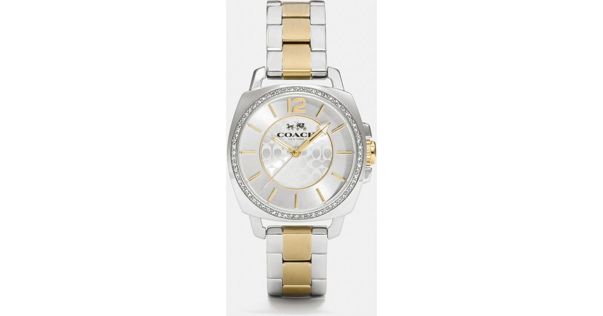 coach boyfriend watch two tone