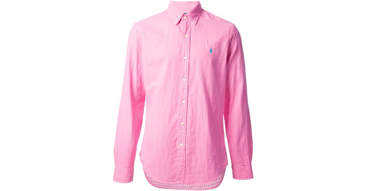 pink ralph lauren polo button down shirts