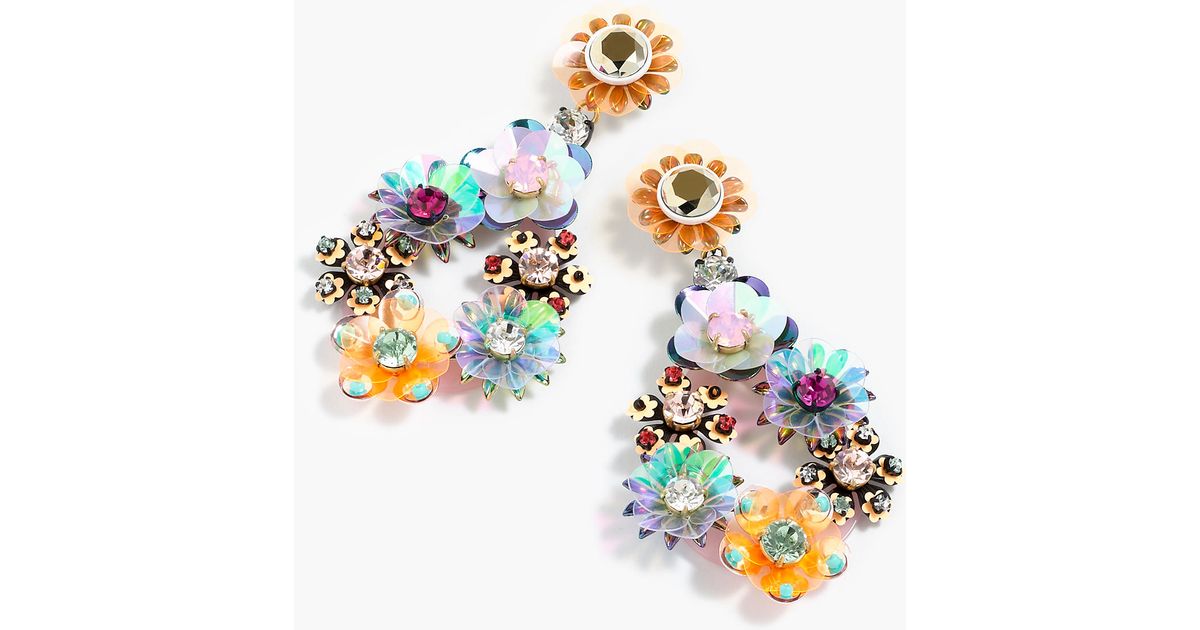 J.Crew Sequin And Crystal Rose Earrings Lyst