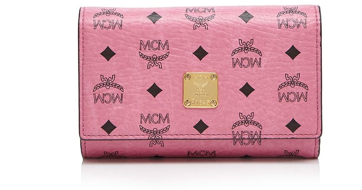 MCM Color Visetos Trifold Medium Wallet in Pink Lyst