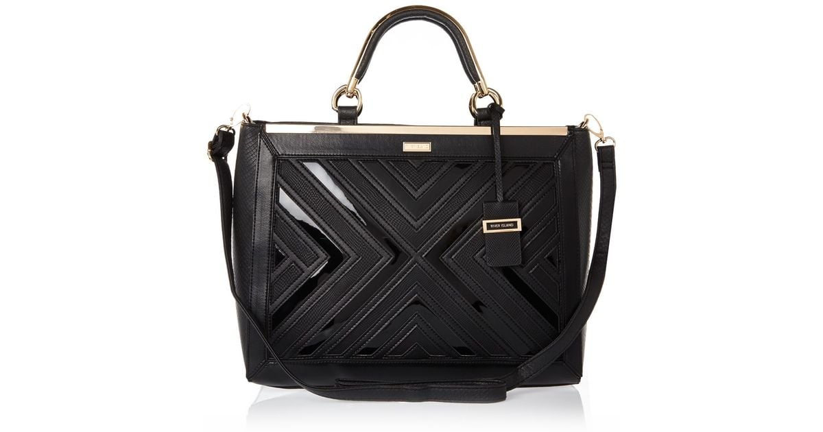Black Handbags River Island 2018 Lyst River Island Black Smart Detail Tote Handbag In