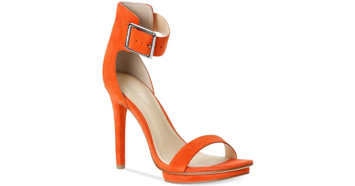 Calvin Klein Women'S Vivian High Heel Sandals in Orange - Lyst