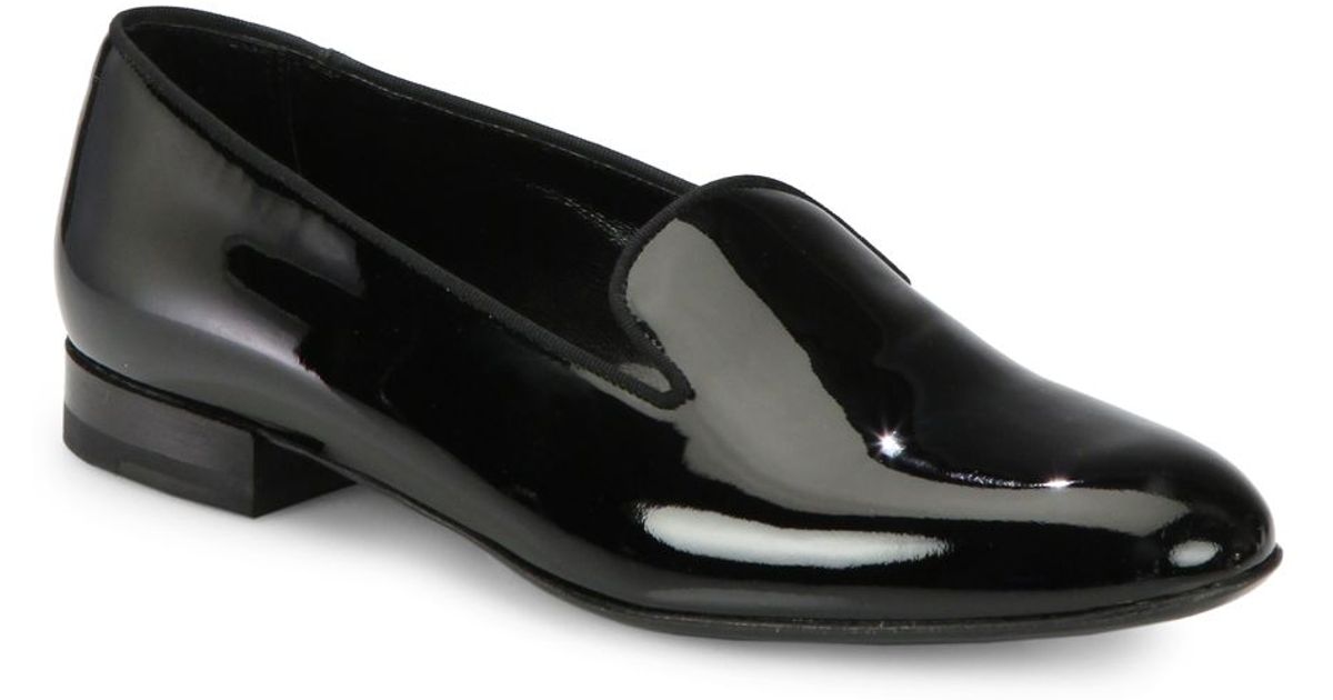 black patent leather slippers