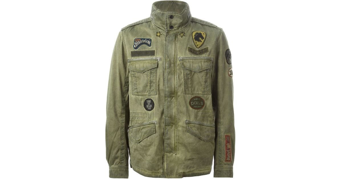 DIESEL Military Applique Jacket in Green for Men Lyst UK