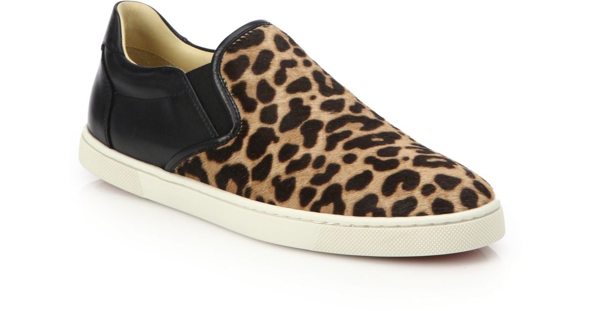 Christian Louboutin Master Key Leopard-print Calf Hair & Leather Slip-on  Sneakers | Lyst