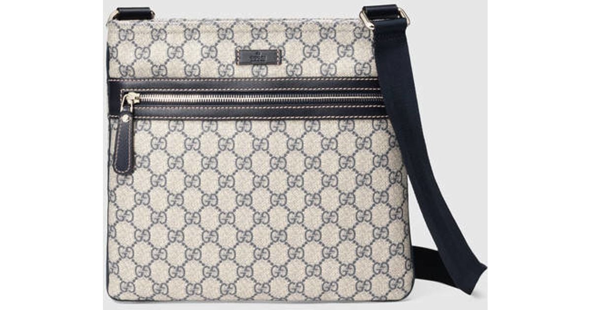 Gucci GG Supreme Monogram Web Flat Messenger Crossbody Bag Canvas