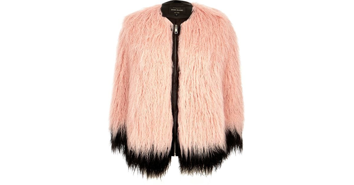 River Island Light Pink Premium Faux Fur Coat Lyst UK