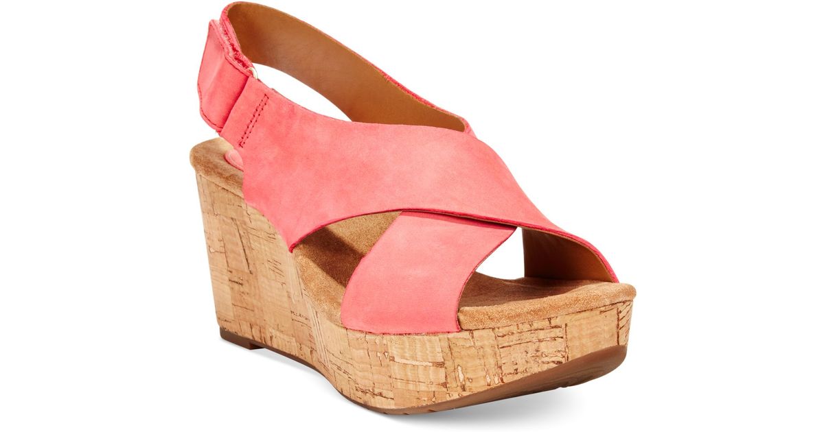 clarks pink wedge sandals
