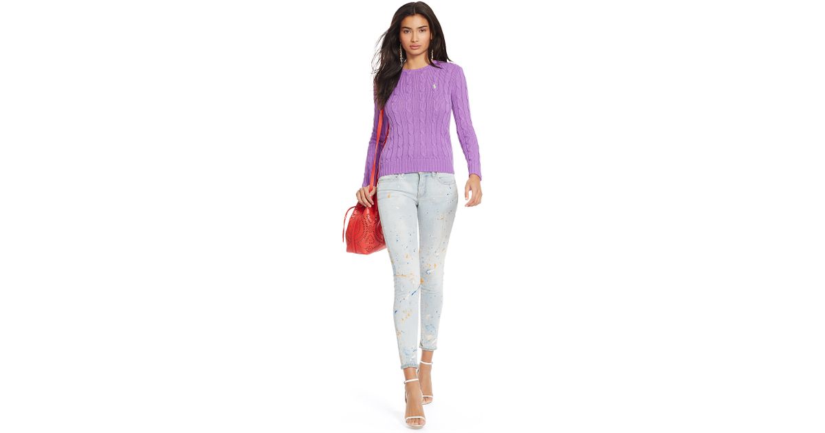 purple cable knit jumper
