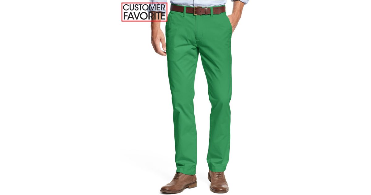 Tommy Hilfiger Custom-Fit Chino Pants in Green for Men | Lyst