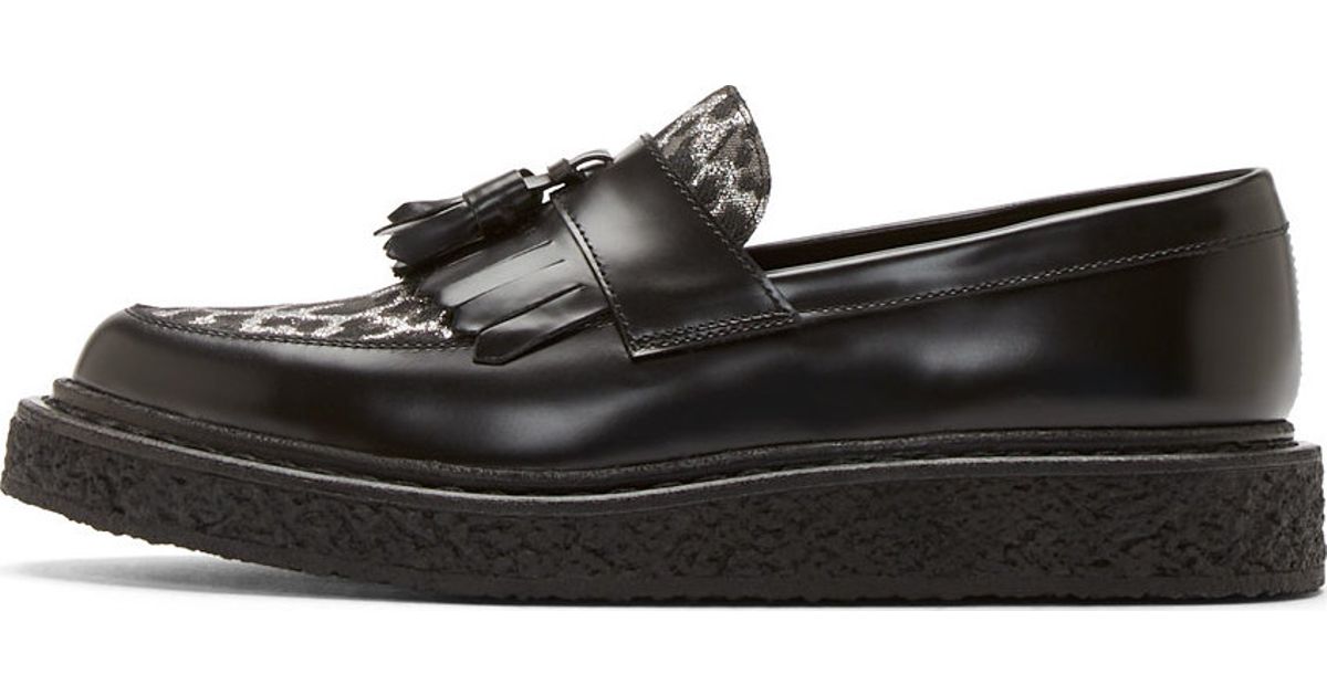 black and leopard loafers