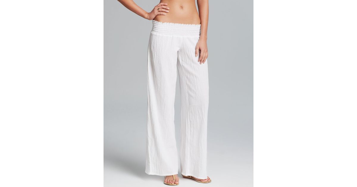 white swimsuit cover up pants