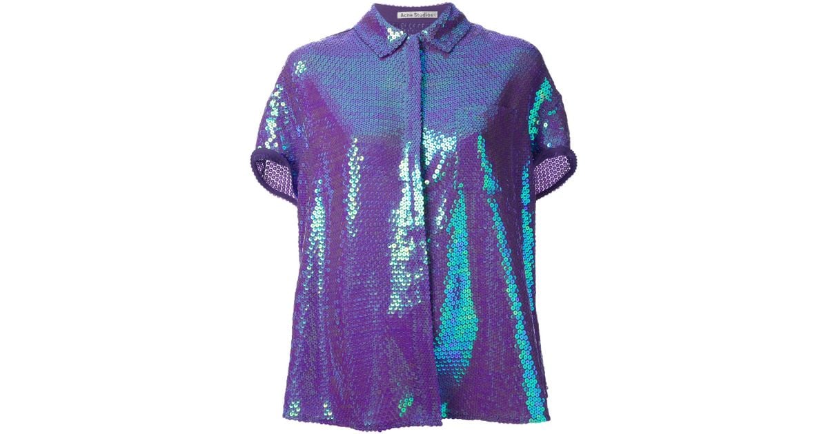 Acne Studios Sequin Shirt in Purple Lyst