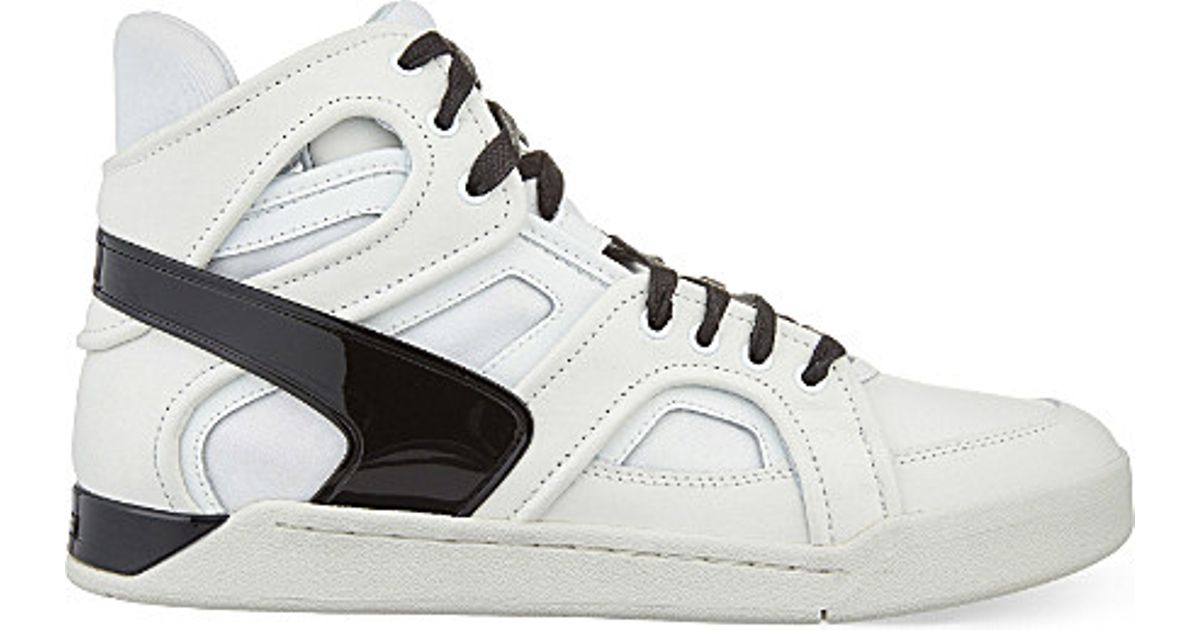 diesel white leather trainers