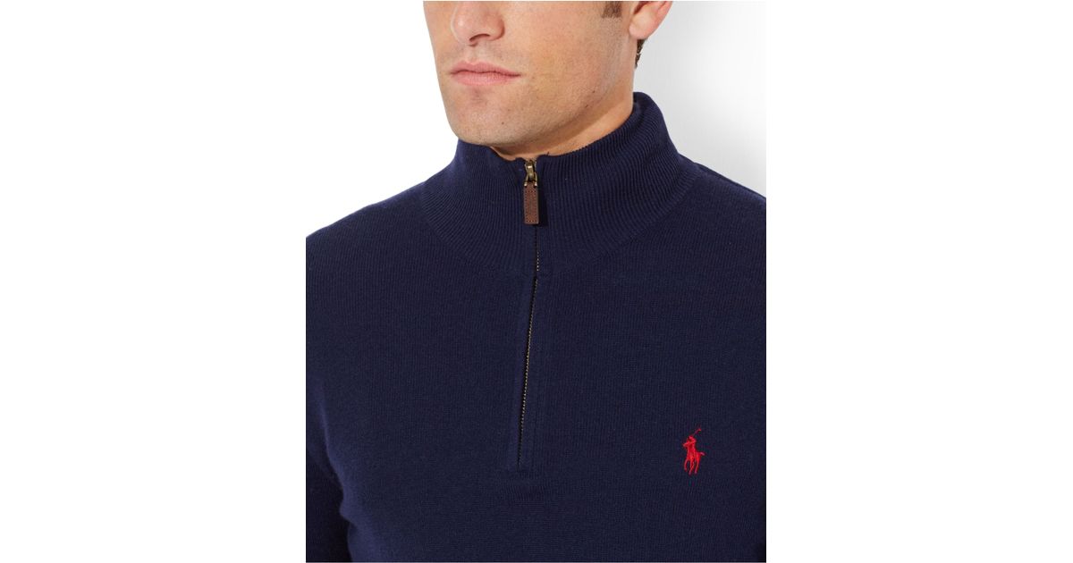 Polo Ralph Lauren Merino Wool Half-Zip Sweater in Blue for Men | Lyst