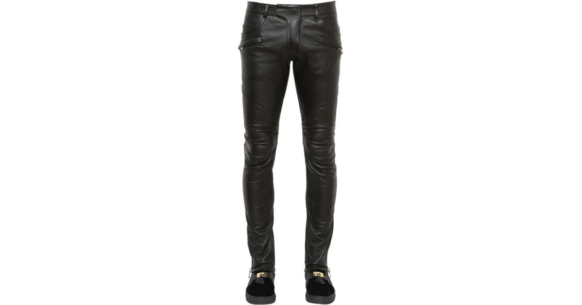 black leather biker pants