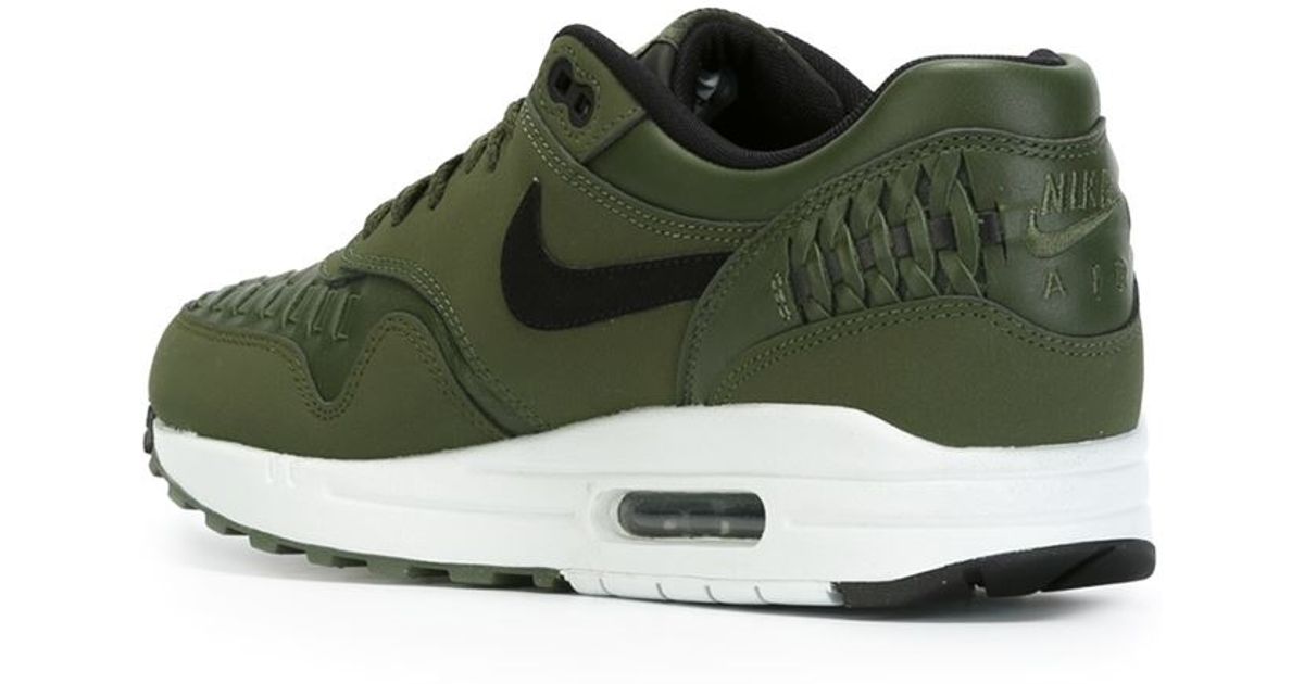 Nike 'air Max 1' Woven Sneakers in Green for Men | Lyst