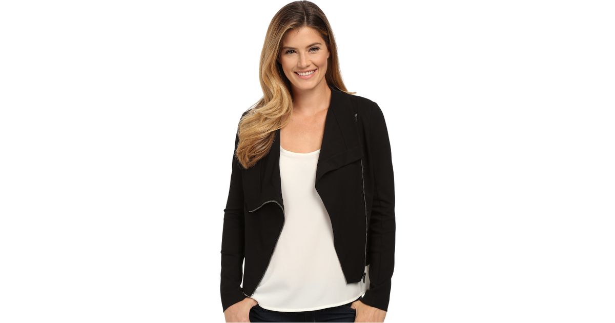 Two By Vince Camuto Ponte Asymmetrical Zip Moto Jacket in Black | Lyst