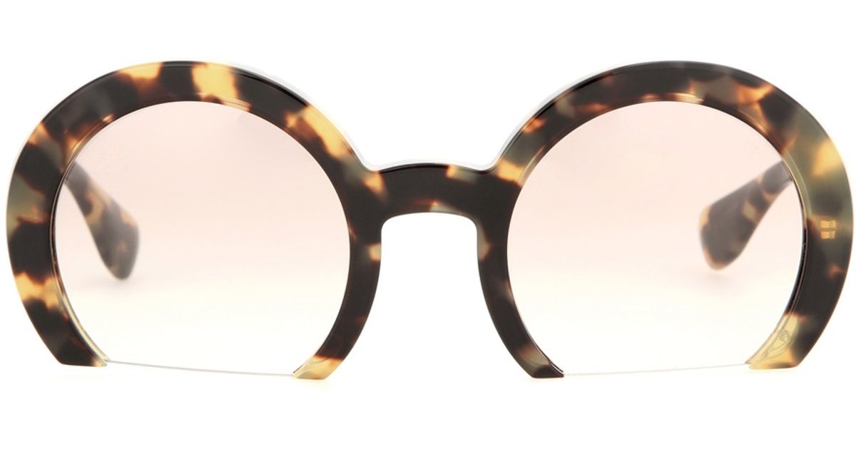 Miu Miu Round Sunglasses in Brown - Lyst