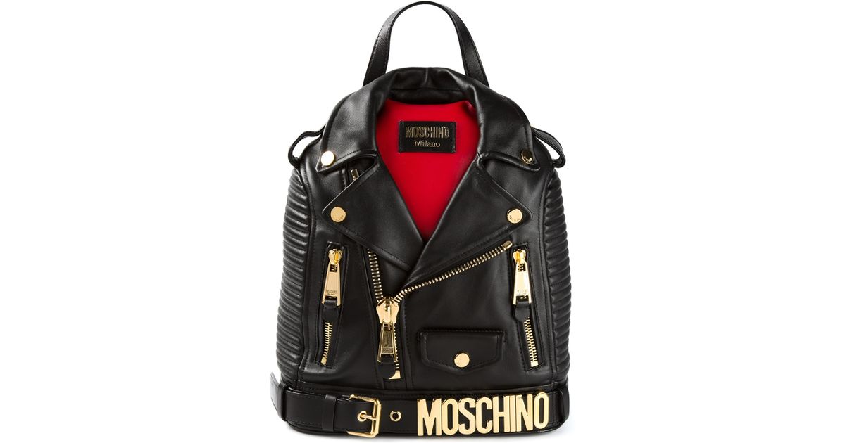 Moschino Biker Jacket Backpack in Black 