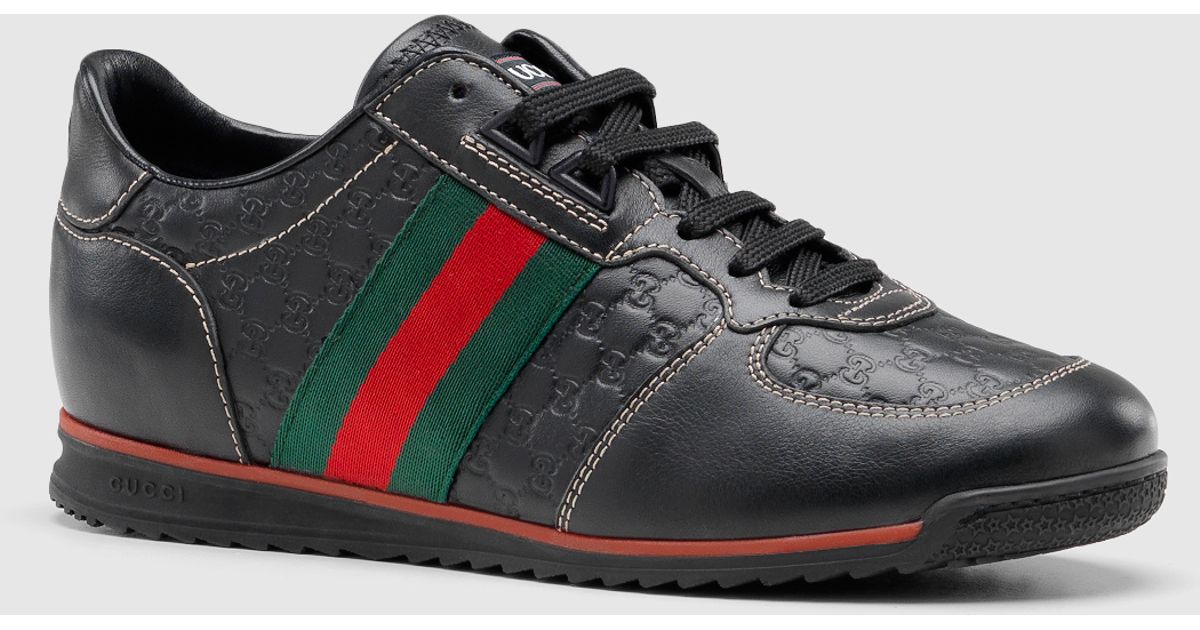 gucci sl73 leather trainers