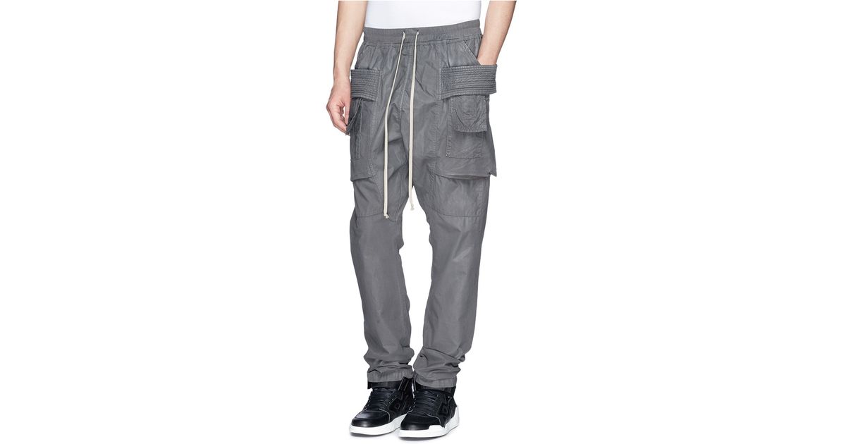 Rick Owens DRKSHDW 'Creatch' Waxed Cotton Cargo Pants in Gray for