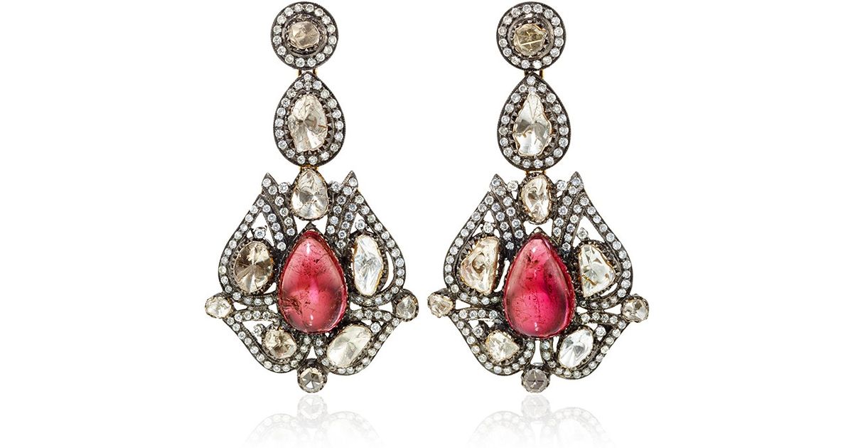 Lyst Amrapali One Of A Kind Diamond Tourmaline Chandelier Lyst Amrapali One Of A Kind Diamond Tourmaline Chandelier Earrings In Metallic