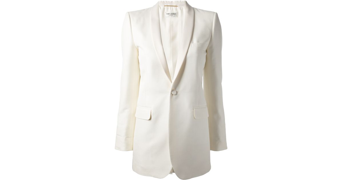 Saint Laurent Tuxedo Blazer in White | Lyst