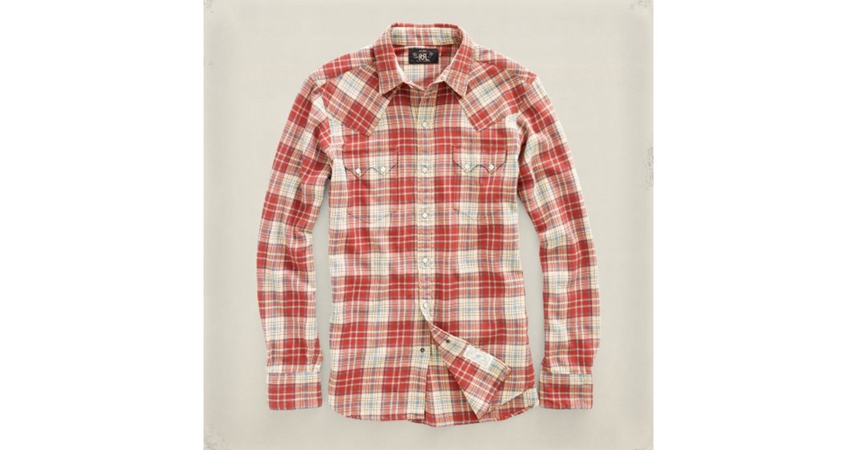RRL Plaid Sawtooth Western Shirt in Natural for Men | Lyst RRL Plaid Sawtooth Western Shirt in Natural for Men | Lyst