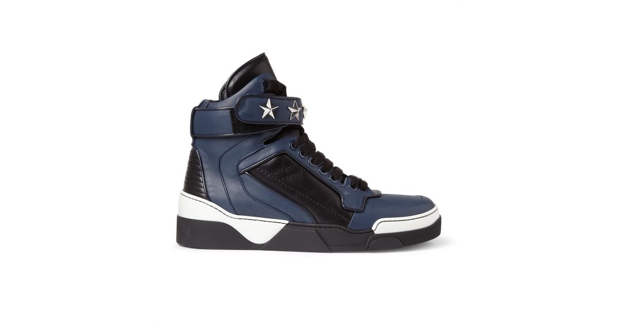 Givenchy Tyson High Top Leather Sneakers With Stars in Blue for 