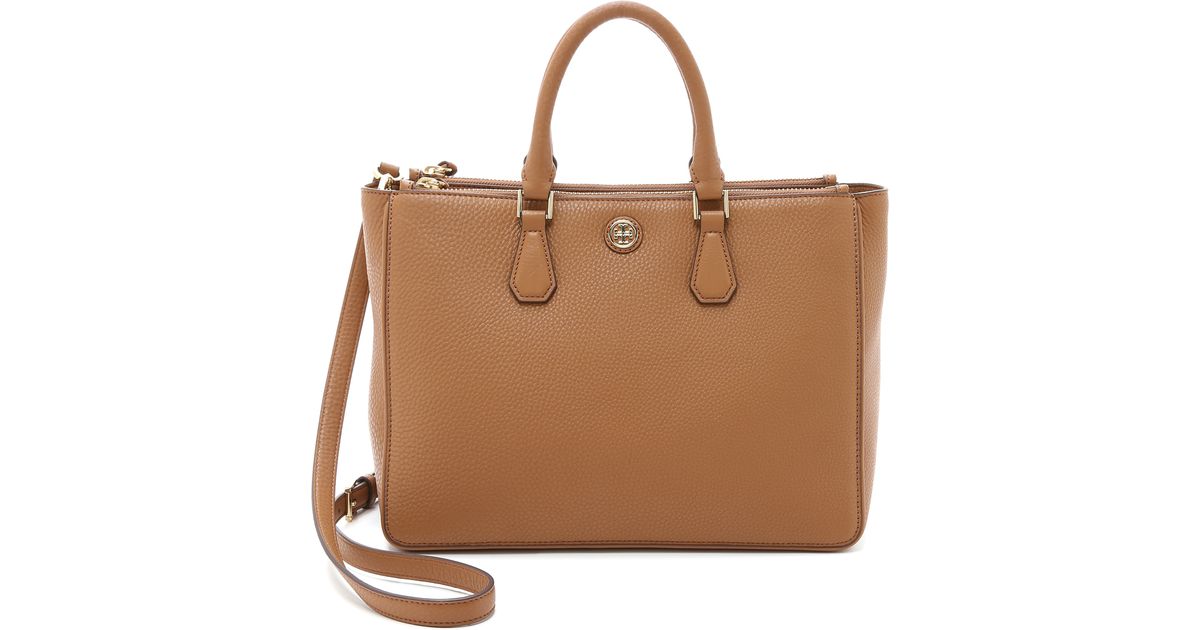 Tory Burch Robinson Pebbled Multi Tote - Tiger's Eye | Lyst